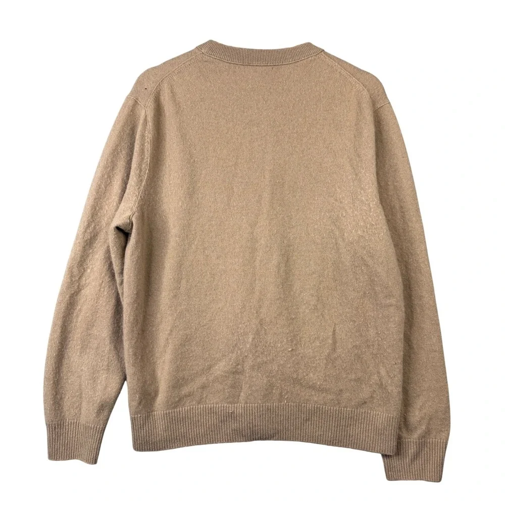 Banana Republic Mens 100% Cashmere Crew Neck Sweater Tan Beige Large Long Sleeve